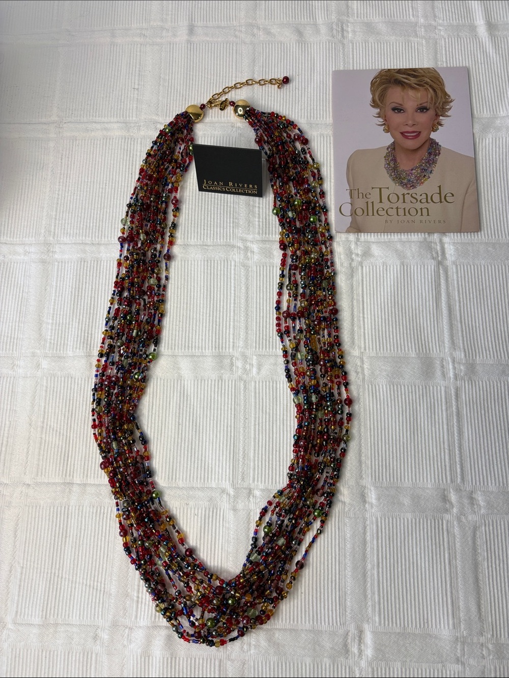 Joan Rivers Red Multicolor 12 Multi-Strand Glass  Beaded Necklace 18” Vintage